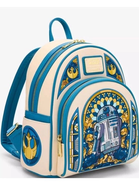 Loungefly Star Wars R2-D2 Stained Glass Portrait Mini Backpack Glactic NWT main image 5